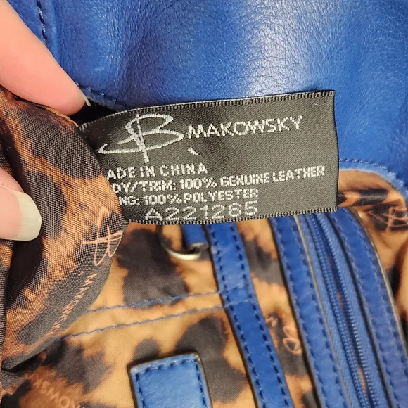 B. Makowsky Blue Soft Genuine Leather Shoulder Bag - Picture 17 of 17